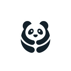 panda hug negative space style logo vector illustration template design