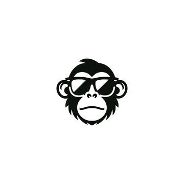 cool monkey wearing eyeglass logo vector illustration template design