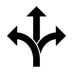Three-way direction arrow icon vector, road direction sign for graphic design, logo, web site, social media, mobile app, ui illustration