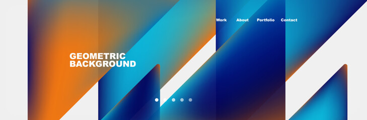 The geometric pattern features rectangles with aqua, electric blue, magenta, and orange lines on a white background. It resembles automotive lighting technology and display devices