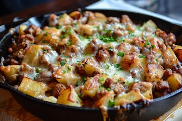Cheesy potato and meat skillet meal
