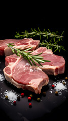 Raw pork chop, food photography