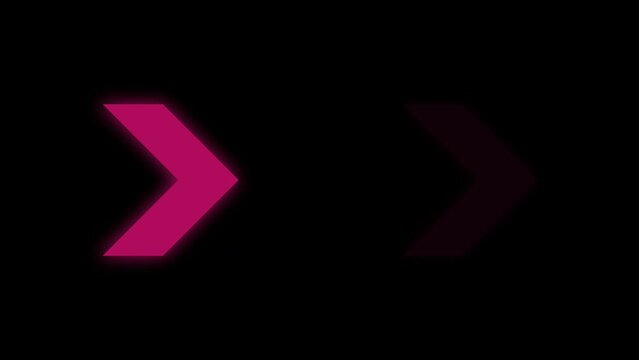 Pink arrows animation on black background for presentations, directional concepts, business plans, finance reports, website design, and marketing materials. Chevron animation