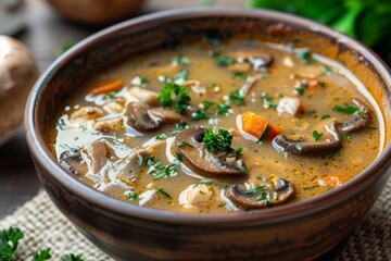 Chicken and mushroom homemade soup
