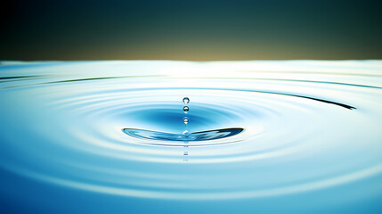 A drop of water falls on a calm surface and creates ripples