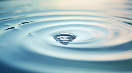 A drop of water falls on a calm surface and creates ripples