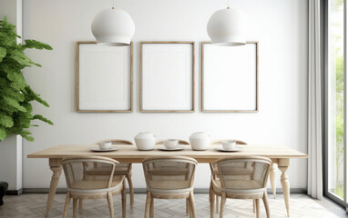 empty dinning room White frame on wall.