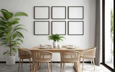 empty dinning room White frame on wall.