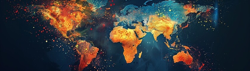 World map with heatmap showing inflation rates in different countries, Visualizing the global impact of inflation - obrazy, fototapety, plakaty