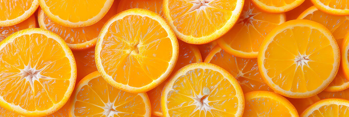 Close-up of fresh, juicy slices of oranges packed tightly together, emphasizing the freshness and vitamin C