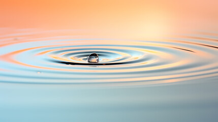 A drop of water falls on a calm surface and creates ripples