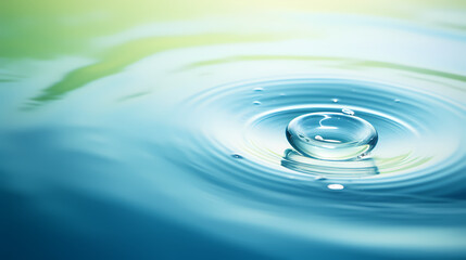 A drop of water falls on a calm surface and creates ripples