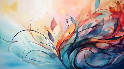 Digital retro watercolor abstract graphic poster background