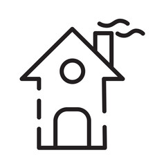 Winter Home Smoke Line Icon