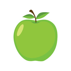 green apple vector, flat green apple vector on white