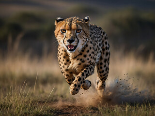 A swift cheetah hunting, AI generated