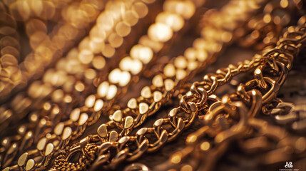 Close-up of Elegant Gold Chains