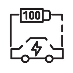 Clean Energy Battery Line Icon