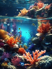 Fototapeta na wymiar The underwater world of the ocean on the theme of World Oceans Day generate ai