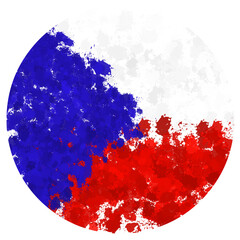 czech republic flag round shape with paint splashes
