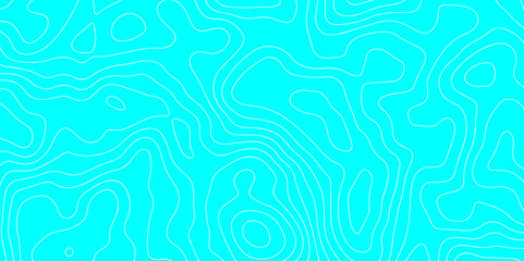 Abstract blue background with waves. The white line on blue contours vector topography stylized height of the lines map. Line map with seamless ornament design.