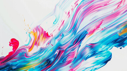 Vibrant streaks of rose, cerulean, and lime dancing across a seamless white backdrop.