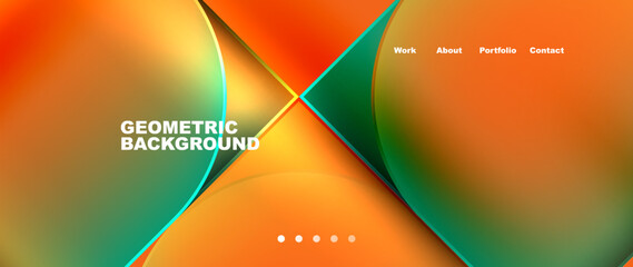 A vibrant geometric background full of colorful triangles in shades of electric blue, creating a symmetrical pattern. The design features liquid textures and closeup detail