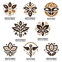 Beauty spa logo template, professional design for health & beauty ; wellness business vector set
