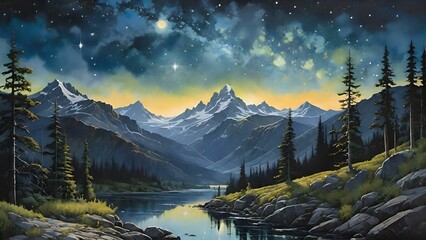 starry night over the mountain