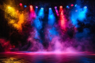 Colored spotlights and smoke on stage
