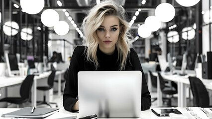 Analysts diligently work at their laptops in the office. Concept Business, Analysts, Office Environment, Technology, Work Culture
