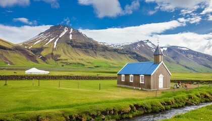 mountain village in the mountains.person with backpack in mountains.camping in the mountains landscape with a house