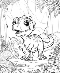 Naklejka premium Dinosaur in the jungle coloring page