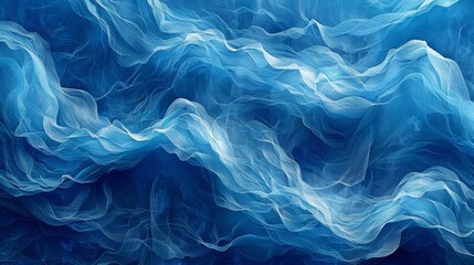   A painting of blue and white waves on a dark blue background Repeated, creating an illusion of depth