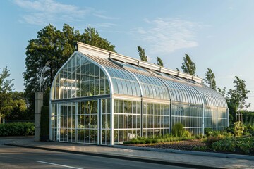 Commercial greenhouse in the Netherlands with whitewashed glass facade