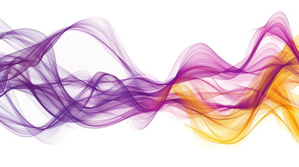 Vibrant purple and yellow spectrum waveforms conveying a sense of vitality, isolated on a solid white background."