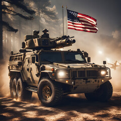 military truck on the road