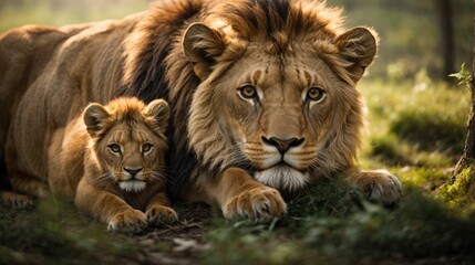 Fototapeta premium lion and lioness