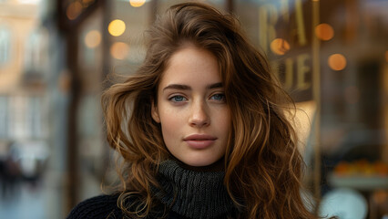 Stunning Portrait of a Woman with Windswept Hair
