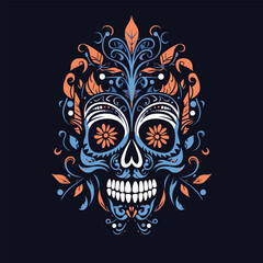 Obraz premium Intricate Skull Minimalist Artistic Halloween Design Vector Illustrative for your work's logos, T-shirt merchandise, stickers, label designs, posters, greeting cards, and advertising for business