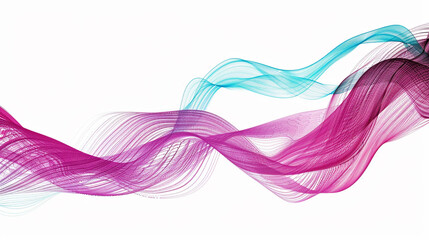 Vibrant magenta and turquoise gradient wave lines conveying technological vitality, isolated on a solid white background."