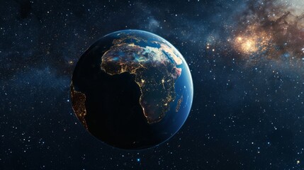 
Abstract Earth planet with the African continent and a starry space background