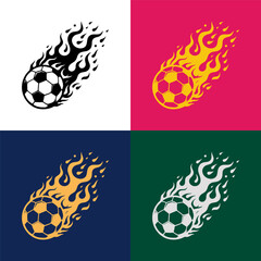 logo icon soccer ball with flames colored vector illustration. football logo icon vector illustration 
