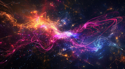 Vibrant digital pathways of light intertwining like a modern interpretation of a celestial map.