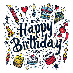 a poster with a cartoon happy birthday written on it.