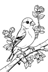 Obraz premium drawing bird on branch