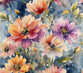 watercolor flowers background