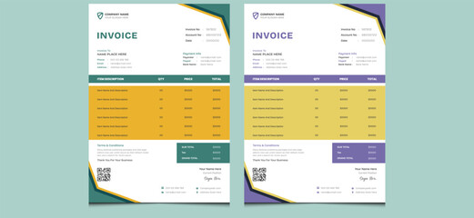 Simple clean minimal elegant creative unique company modern corporate professional office money bill form business price invoice accounting design template.