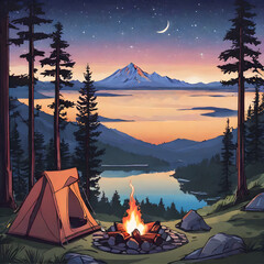 camping in the mountains