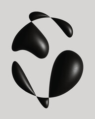 3D illustration vector minimalist abstract composition of black shapes